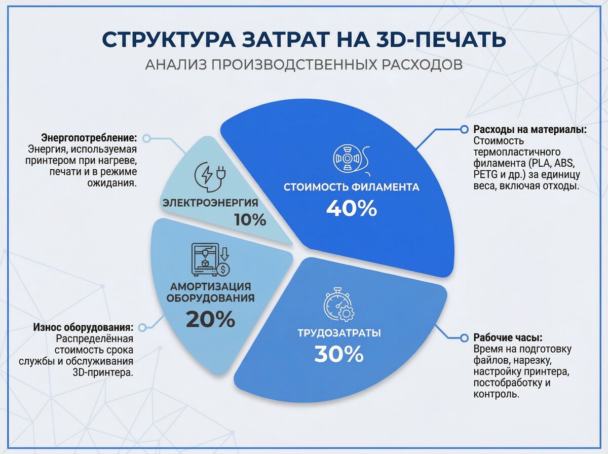 Структура себестоимости 3D-печати